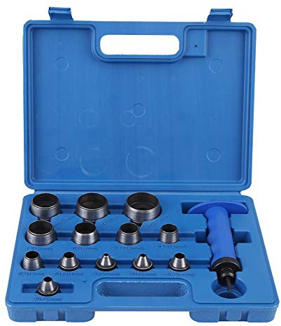 13 tlg. Lochstanzensatz, Locheisen Set 3/16 Zoll bis 1-3/8 Zoll, aus Stahl, Henkel-Locheisen, von Dichtungen Leder Kunststoff Schaumstoff Faser Werkzeug Set