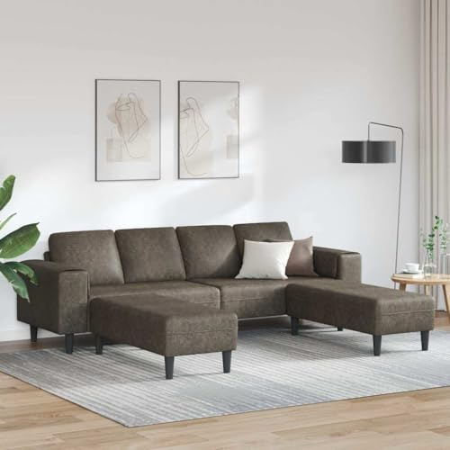 Owoxanthellate U-Sofa Dunkelgrau Kunstwildleder 58,2 tief Modernes Ecksofa mit Recamiere für kleine Wohnzimmer und Küche Schlafsofa Alternative für Living Room