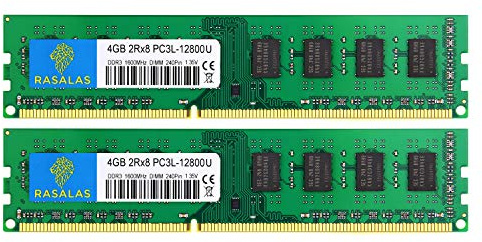 Rasalas PC3L-12800U 8GB Kit (2X 4GB) DDR3 1600 Ram PC3L 12800 DDR3 8 GB 2Rx8 DDR3 Udimm 1.35V CL11 RAM Memory for Desktop