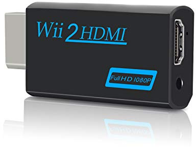 Zeato Wii zu HDMI Konverter Adapter, Wii zu HDMI 1080P 720P Anschluss Ausgang Video & 3,5 mm Audio – unterstützt alle Wii-Display-Modi - Schwarz