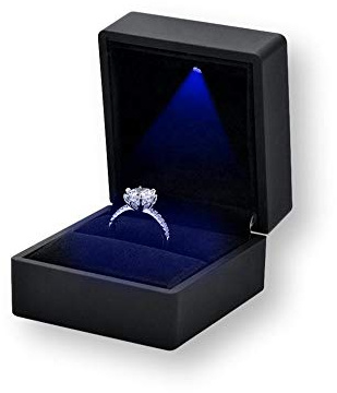 Jewellbox | Svart display ringlåda med LED-ljus | Örhängen visningsfodral | presentförpackning för kvinnor | Förslag förlovning smyckeskrin