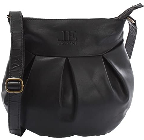 LECONI kleine Schultertasche Damentasche Umhängetasche natur weiche Ledertasche Handtasche Damen Leder 29x30x3cm LE0070