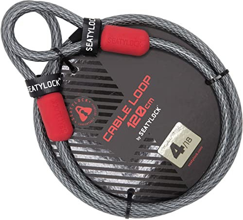 SeatyLock Bike Cable Lock - Anti Theft Triple Braided Steel Cable with Loops for Bike Security - Universal Fit Flexible Large Locking Cables for Bicycle U Chain or Folding Lock - 47.2