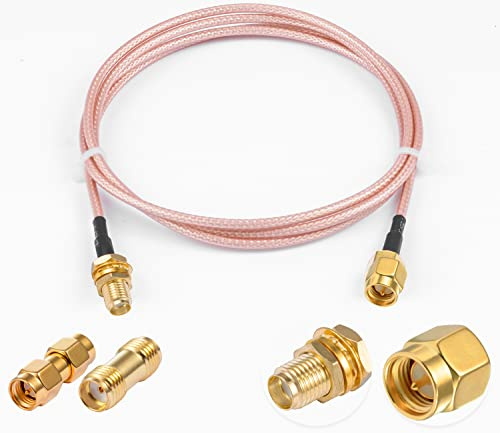 Vecys Cavo Coassiale RF da SMA Maschio a Femmina RG316 3ft/1M + 2 Kit di Adattatori SMA per Adattatore Wireless per il Potenziamento del Segnale Antenna del Router