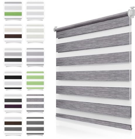 Doppelrollo Klemmfix ohne Bohren Marmor-Grau 75x200cm Rollos für Fenster ohne Bohren mit Kindersicherung Fenster Rollos für innen Lichtdurchlässig & Verdunkelnd, Stoffbreite 70cm