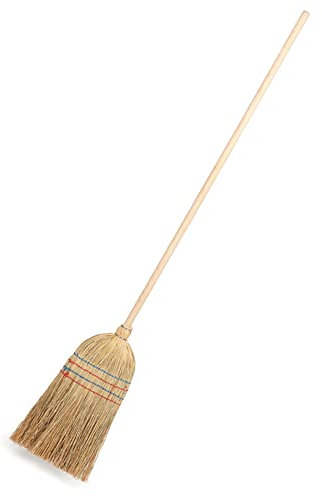 Traditional Wooden Straw Corn Broom 140 cm / 55 in Natural Garden Yard Stable Sweeping American Style Brush