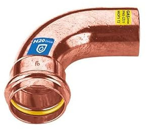 Sanpro Pressfitting Kupfer 90° Winkel - Bogen innen - außen, Größe V 15 (Kupfer Gas Wasser Trinkwasser Heizung Sanitär Fittings Fitting Kupferleitung)
