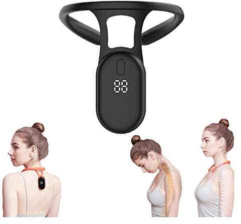 VVLXRIC Correttore Postura Elettronico, Monitoraggio Della Postura Corregge La Postura Back Straightener, Assistente Per Aiutare A Sviluppare Una Buona Postura,Black