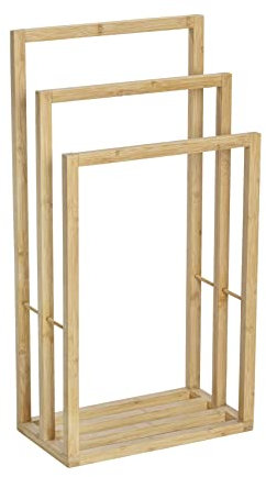 WENKO Handtuchbutler Mod. Bambusa, Handtuchständer aus stabilem Bambus mit 3 Stangen zur Handtuch-Aufbewahrung, (B x H x T): 42,5 x 82 x 23,5 cm, Natur