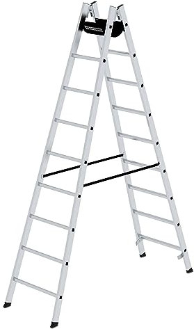 PROREGAL Sprossen-Stehleiter | 2x9 Sprossen | Leiter, Teleskopleiter, Trittleiter, Bockleiter, Sprossen-Doppelleiter