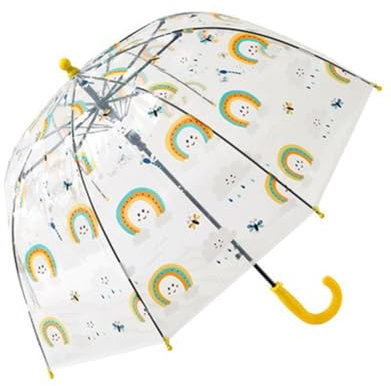 Rhomba Klar Transparente Blase Clear Bubble Umbrella for Children Lightweight Cute 8 Fibre Ribs Cute Dome See Through Perfect for Walking Kids Umbrella for Child (Regenbogengelb)