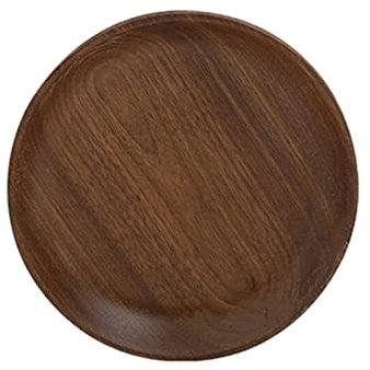 BODHIS Dinner Plates Japanese Round Solid Walnut Pan Plate Fruit Dishes Saucer Tea Tray Dessert Dinner Bread Plate Dishes Dessert Plates (Walnut Wood 11cm)