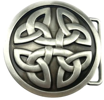 Patch Nation keltiskt kors runt viking nordiskt cosplay bältesspänne, SILVER, 70mm diameter