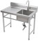 Lavello in acciaio inox con 1 lavandino (a destra) freestanding 100 x 60 x 93 cm lavello multiuso con unità di scarico e rubinetto per esterni, cucina, ristorante