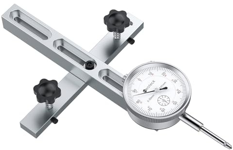 Neoteck 25.4mm Digital Dial Indicator Table Saw Gauge with 3.2inch Long Anodized Aluminum Bar for Aligning and Calibrating Work Shop Machinery Table Saws Band Saws and Drill Presses (White)