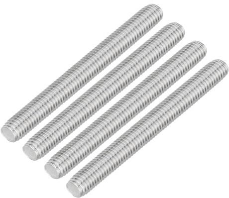 QUARKZMAN 4 Stück Gewindestangen, M10 x 90mm, 304 Edelstahl, Gewindestab mit metrischem Vollgewinde, M10-1,5 Gewindestift für Möbel- und Maschinenmontage
