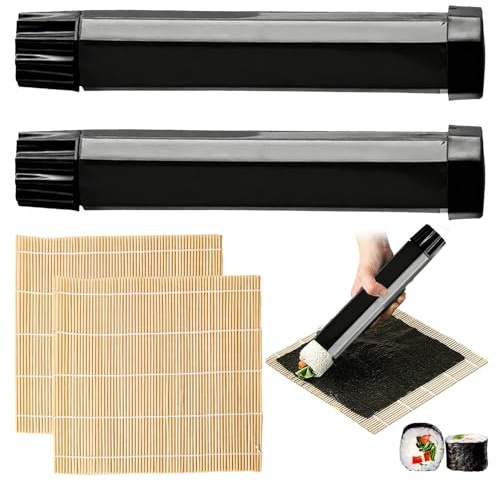 Seasboes Sushi-set, 4 st sushi-tillverkningssats, sushi-tillverkningssats, bärbart sushi-set, sushi-kit för fest, hem, picknick