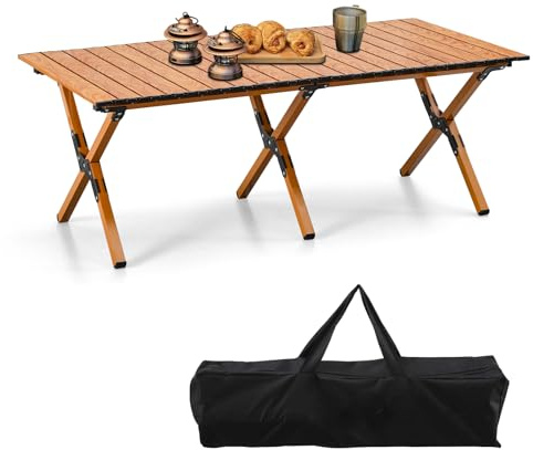 BOOSDEN Campingtisch Klappbar, Klapptisch Camping, Campingtisch 120x80cm, Rolltisch Camping, Falttisch mit Tragetasche für Outdoor, Strand, Grillen, Picknick, Festival