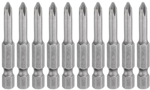 sourcing map Lot de 10 embouts de tournevis cruciformes PH1 à tige hexagonale de 50 mm de long en acier S2 de qualité industrielle Tige de 4,5 mm