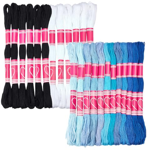 NBEADS 48 Stränge Stickereifaden, Kreuzstichgarne Stickgarn-Kit 0.4mm Dickes Kreuzstichgarn Freundschaft Armbänder Crafts Floss für Hand-Stickerei Nähen Kunsthandwerk