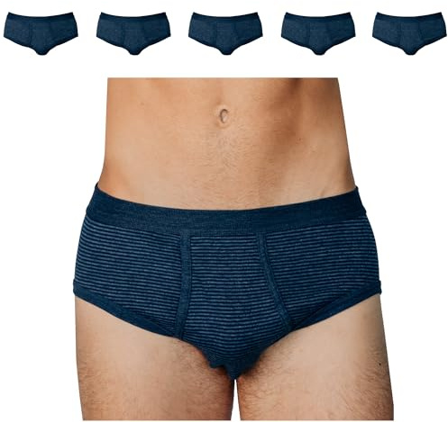 SES Ringel finribbad herrtrosa 5-pack S–4XL tillverkad av 100 % bomull/kalsonger män klassiska, bekväma och andningsbara/finribbade kalsonger män med mjuk linning och gylf, jeans marin, M
