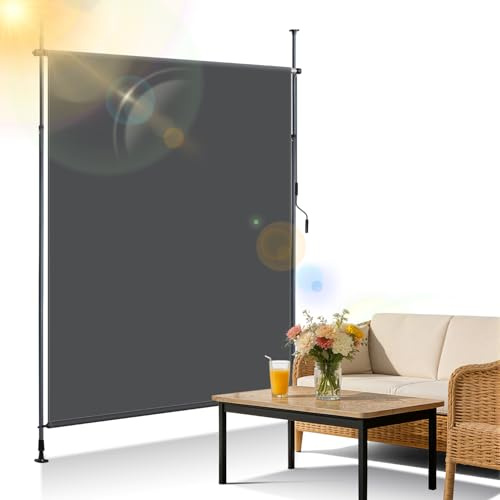 Ollewiellan Store Vertical extérieur 120 x 305 cm Extensible | Store Vertical avec manivelle sans perçage | Brise-Vue de Balcon et Protection Contre Le Vent pour Jardin et terrasse Anthracite