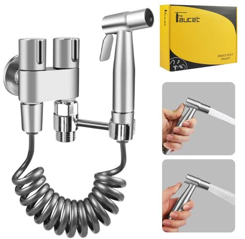 NAKIHOUSE Bidé de acero inoxidable - Ducha de mano 1 en 2, dispensador de grifo, manguera para mascotas
