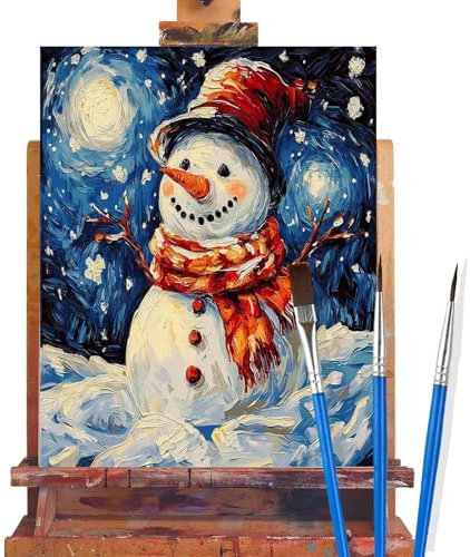 Malen Nach Zahlen Erwachsene Schneemann,Weihnachten Malen Nach Zahlen DIY set Handgemalt Ölgemälde,Mit Pinseln und Acrylfarbe,Bastelset Erwachsene Frauen für Geschenke und Home Wand Dekor 30x50cm L89