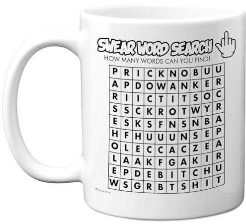 Stuff4 Novelty Rude Mug for Women and Men, Swear Word Search | Funny Birthday Mugs Present Gifts for Friend Family Colleague, 11oz Ceramic Coffee Humour Joke Banter Cup