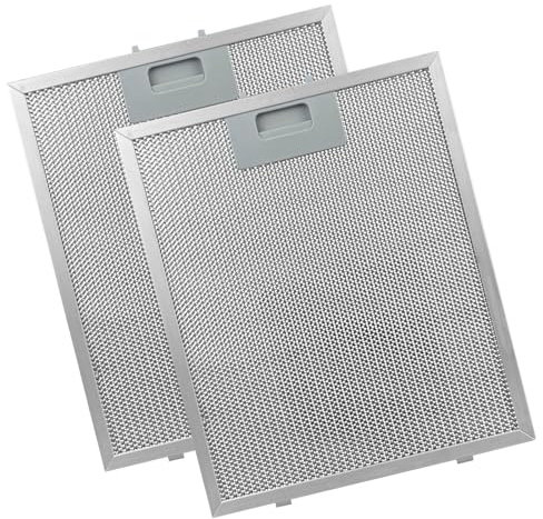 Lot de 2 filtres à graisse en métal pour hotte aspirante - 5 couches - En aluminium - 300 x 250 x 8 mm - Pour hottes de marque