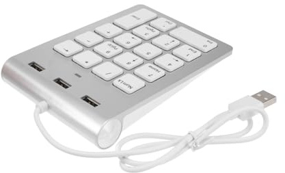 GALPADA Mechanischer Ziffernblock USB 18-Tasten 3 USB Anschlüsse Tastatur Hub Für Laptop Computer Silber Kompatibel Mit Windows 10/8/7