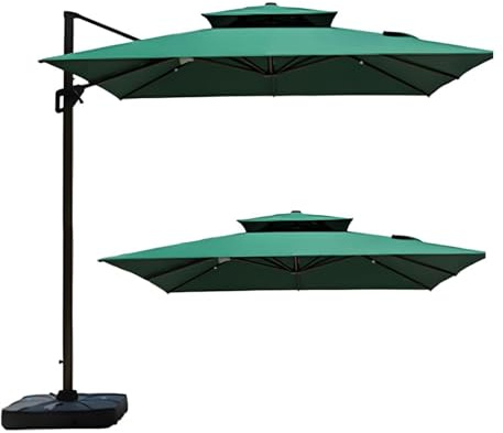 Toile Rechange Carrée, Parasol De Marché Extérieur À 2 Niveaux Imperméable Et Résistant Aux UV 3 X 3 M, Parasol Table Marché Extérieur Robuste, Pour Tonnelle, Tonnelle De Jardin(Dark green)