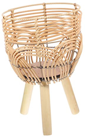 ifundom Bamboo Plant Pot Basket with Delicate Rustic Texture with Standing Legs Multipurpose Woven Plant Stand for Balcony and Store Display