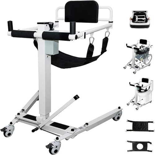 Elektrischer Patientenlifter, Transferstuhllift für zu Hause,tragbarer Badezimmer-Duschstuhl, manueller Lift, geteilter Sitz und Kissen, Nachttisch-Transferhilfe für behinderte ältere Menschen