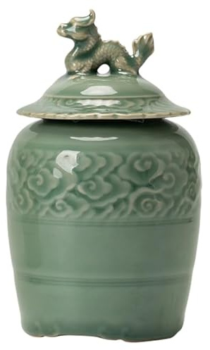 MAGICLULU Chinese Dragon Ceramic Tea Jar Loose Tea Canister with Lid Sealed Container for Leaves Candies Dried Fruit Chinese Style Storage Jar for Kitchen Countertop Decor