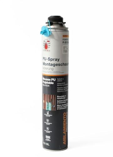 KAMAN PU-Sprühschaum P-30 SPRAY 750 ml – 1K-Bauschaum zum Dämmen & Abdichten von Wänden, Fassaden, Dächern & Karosseriehohlräumen