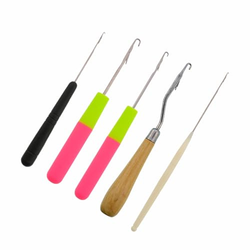 5 Stück Latch Hook, Latch Häkelnadel Haken, Knüpfnadel-Set | für Dreadlocks Haarverlängerung oder Teppich Herstellung und Anderes Handwerk