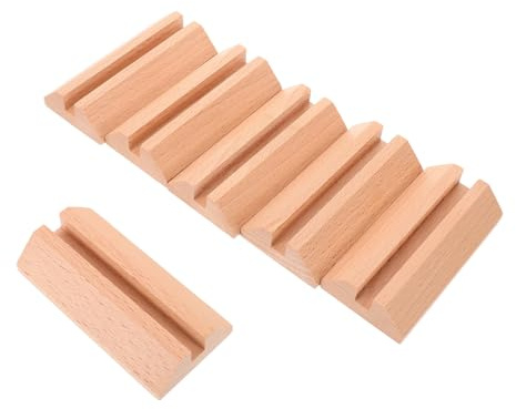 FONDOTIN 6 Pcs Porte-cartes de Visite en Bois de Hêtre 10 Cm, Support de Table Minimaliste pour Bureau, Présentoir Vintage pour Événements et Affichage de Cartes de Placement