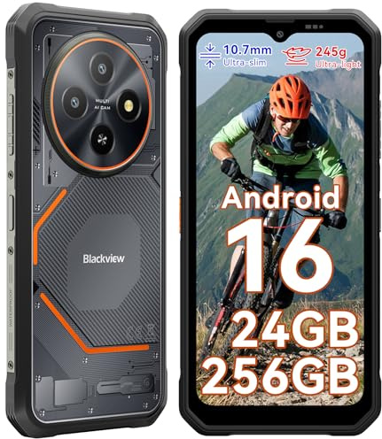 Blackview FORT 2 Outdoor Handy Ohne Vertrag Android 15, Outdoor Smartphone 245g/10.7mm Ultra-thin, 24GB+256GB/2TB Baustellenhandy, MTK G81, 6.56 90Hz, 450nits, 16MP AI Camera, IP69K/OTG/NFC/Gemini AI