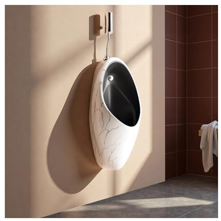 Urinarios inteligentes con sensor para montaje en pared, urinarios comerciales de cerámica para hombres, ideales para hoteles, restaurantes y baños públicos(Nero)