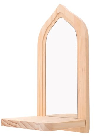FRCOLOR Candelabro de Pared Arqueado con Espejo Acrílico, Madera | Plata, 30x14, 5x13, 5cm, para Salón y Dormitorio, Estilo Granja Rústico Moderno
