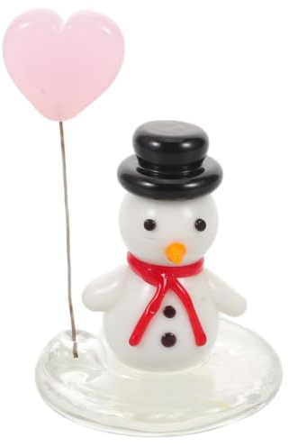 ULTECHNOVO Figura de Muñeco de Nieve de Vidrio para Decoración Navideña de Mesa, Diseño Rojo Encantador, Adecuado para Oficinas y Ambiente Interior en Temporada de Invierno