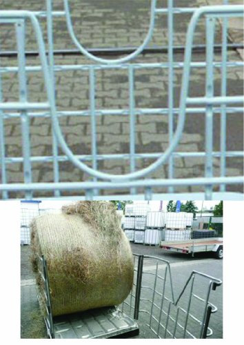Hofer24 große Heuraufe mit TÜR für RUNDBALLEN - VERBREITERTES Außenmaß 2 Meter x 1,27 Meter - Mit Zwei U - Ausschnitten/Rundausschnitten
