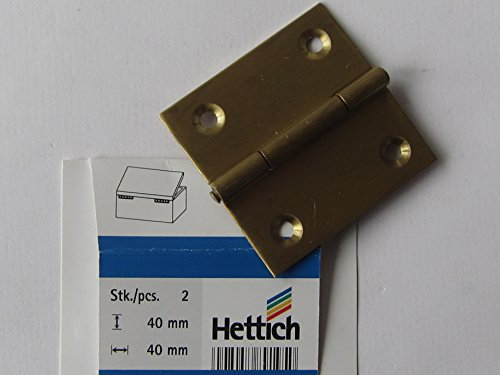 Hettich kantige Scharniere, 40 x 40 mm, massiv Messing matt, mit Schrauben, 2 Stück, 89195