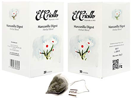 El Criollo - Infusión Manzanilla Digest | Infusión Gourmet | Pack de 2x20 (40 bolsitas)
