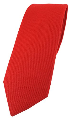 TigerTie - Cravatta dal design sottile, tinta unita, 100% cotone, larghezza cravatta 6 cm