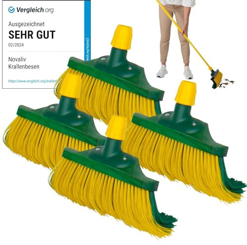 Novaliv Lot de balais à griffes de 40 cm en bois - Fouet à gratter - Fouet à gazon - Balai polyvalent - Balai de cour (tête de rechange)