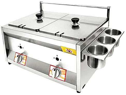 Friggitrice Professionale a Gas con Portaspezie e Coperchio, Fornello da Esterno in Acciaio Inossidabile, Friggitrice per Patatine Fritte per Patatine Fritte Cucina Domestica del Ristorante
