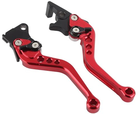 Paar CNC-Aluminium-Motorrad-Kupplungs-Trommelbremshebel-Griff Trommelbremshebel-Kupplungsbremshebel-Griff Passend für die Meisten Motorräder(rot)