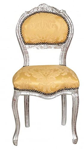Biscottini Barock Stuhl Luigi XVI 90 x 42 x 45 cm | Stuhl French Antik Silber | Barock möbel für Schlaf- und Wohnzimmer | Sessel & stühle